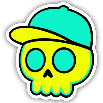 Casquette fluo Streetwear - Sticker taille S (10 x 10 cm) - blanc mat - Devant