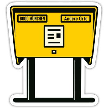 Boîte aux lettres jaune Munich - Sticker taille S (10 x 10 cm) - blanc mat - Devant