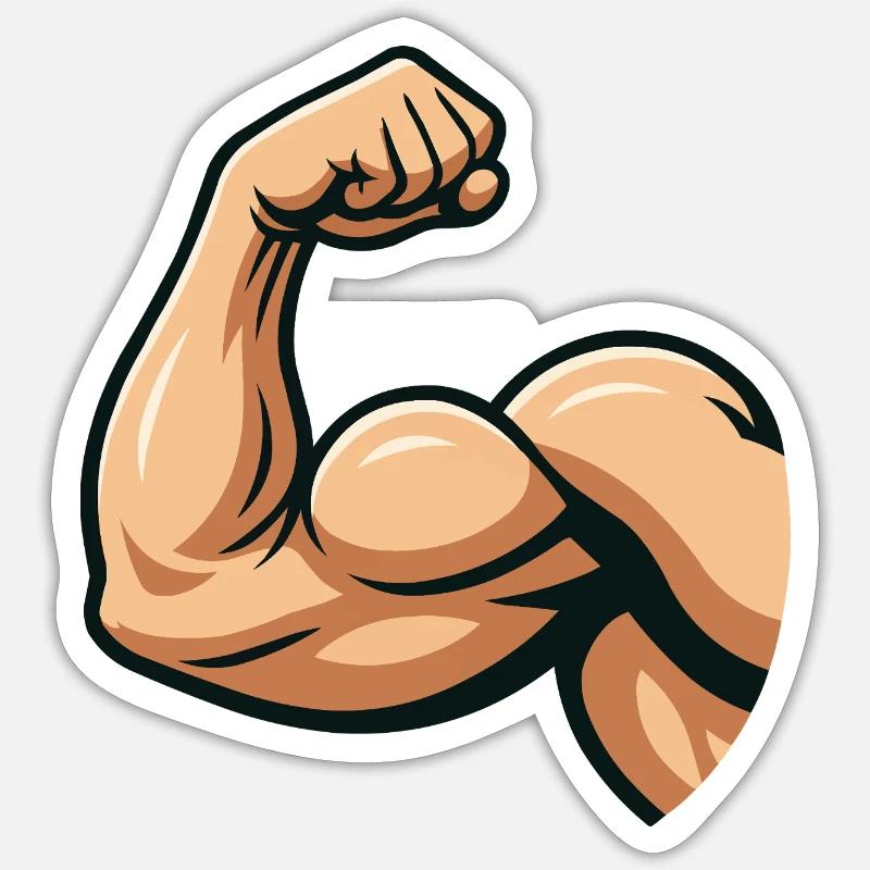 Strong biceps illustration - Sticker size S (10 x 10 cm) - white matte