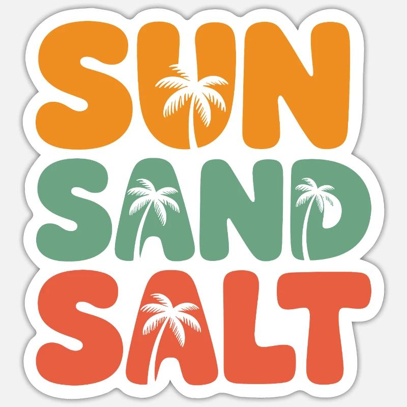 Été - Soleil, sel et sable - Sticker taille S (10 x 10 cm) - blanc mat