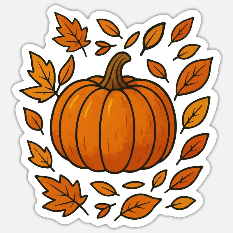 Couronne de citrouille d’automne - Sticker taille S (10 x 10 cm) - blanc mat