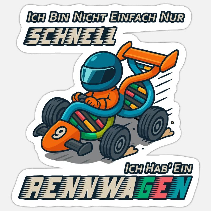 Voitures de course, jeux de mots drôles de course ADN Sticker taille S (10 x 10 cm)