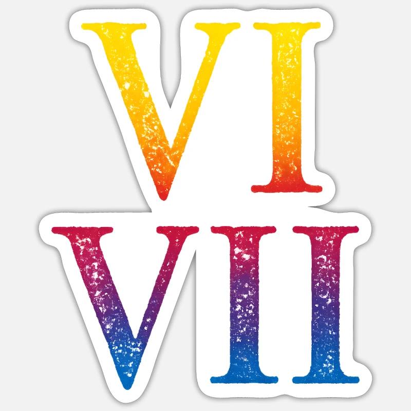 67 Meme VII Roman Numeral Stack Sticker size S (10 x 10 cm)