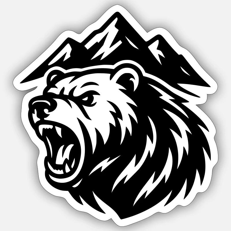 Berg Bär - Sticker Größe S (10 x 10 cm) - Mattweiß
