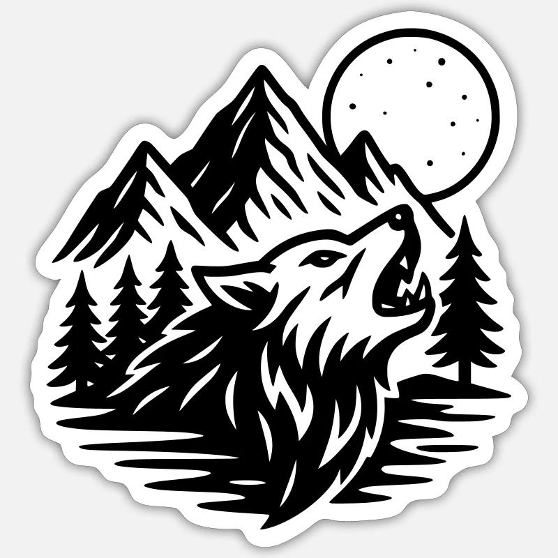 Full Moon Wolf Sticker size S (10 x 10 cm)
