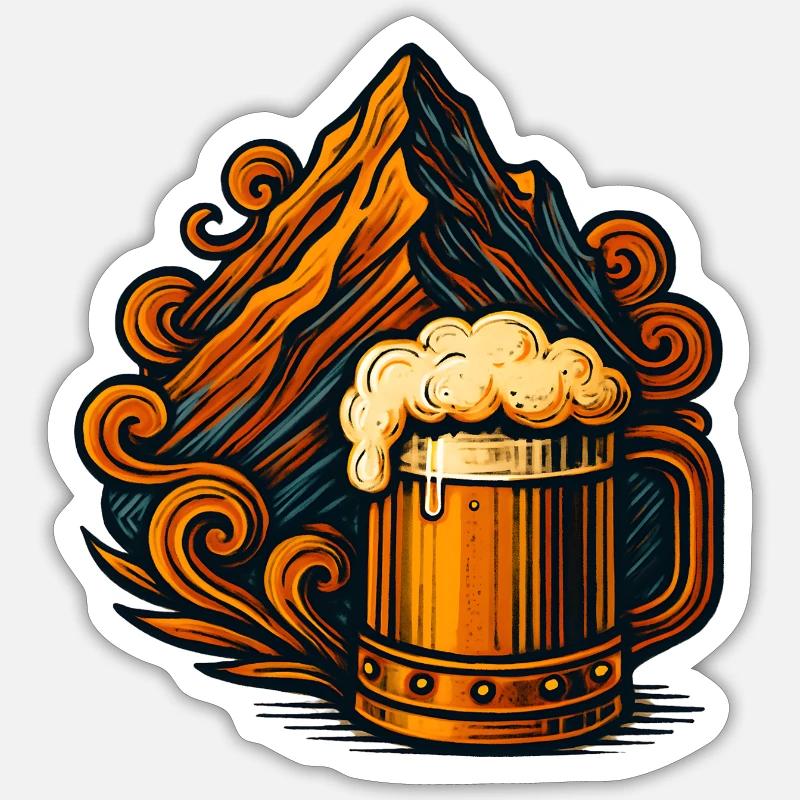 Alpine Beer Mountain Magic - Sticker size S (10 x 10 cm) - white matte
