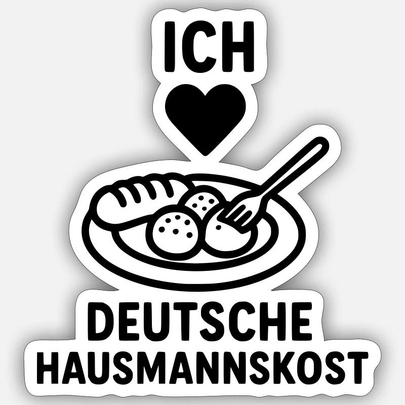 Cuisine maison allemande - Sticker taille S (10 x 10 cm) - blanc mat