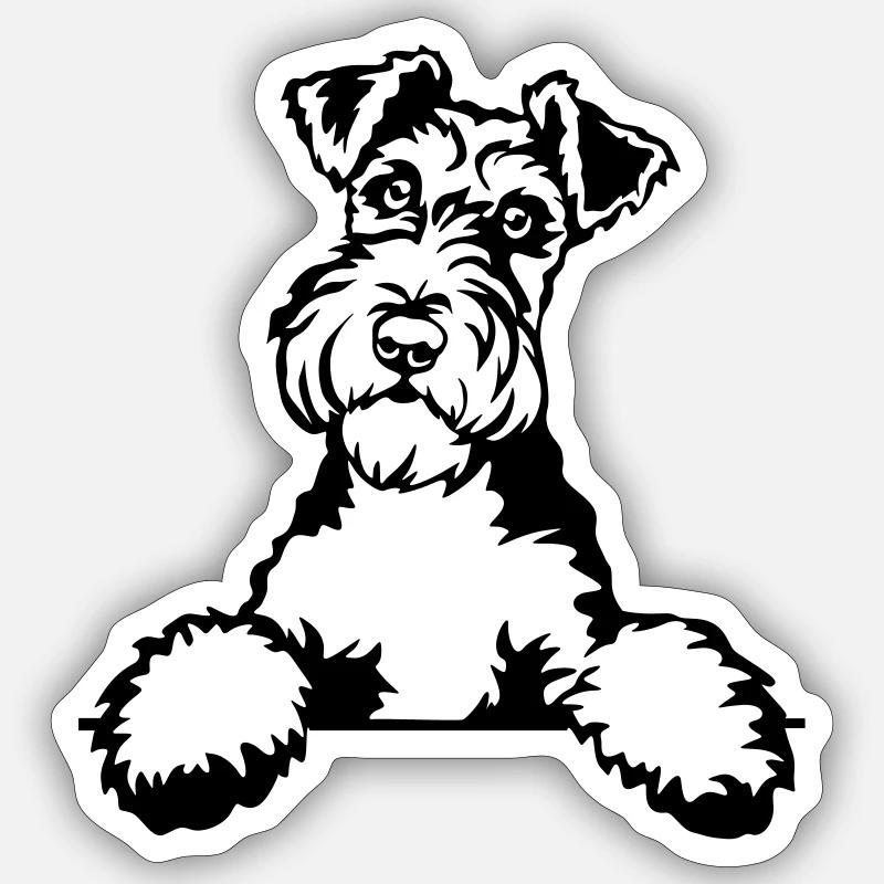 Foxterrier Kopf - Sticker Größe S (10 x 10 cm) - Mattweiß