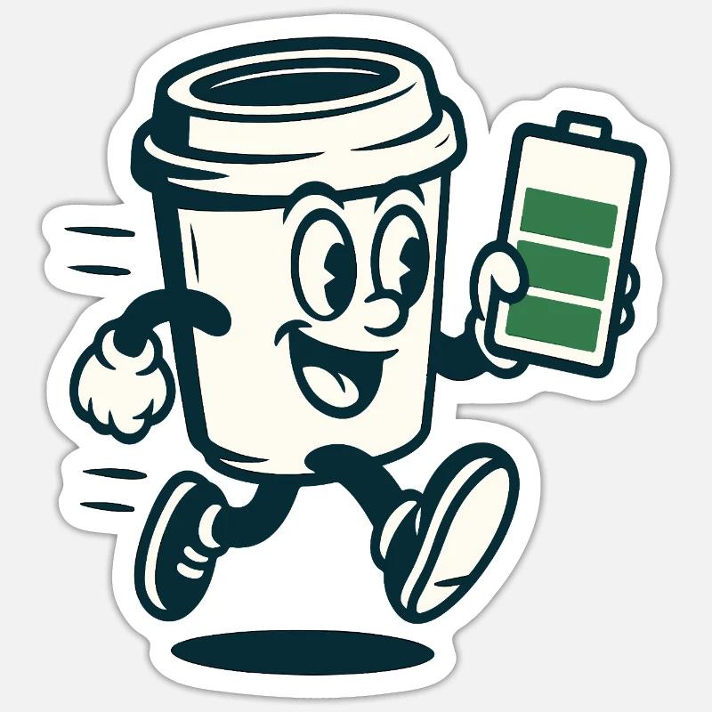 Caffeinated Battery Buddy Sticker size S (10 x 10 cm)