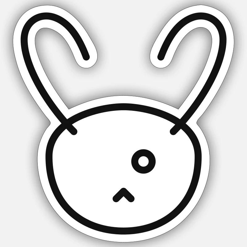 Lapin minimal - Sticker taille S (10 x 10 cm) - blanc mat