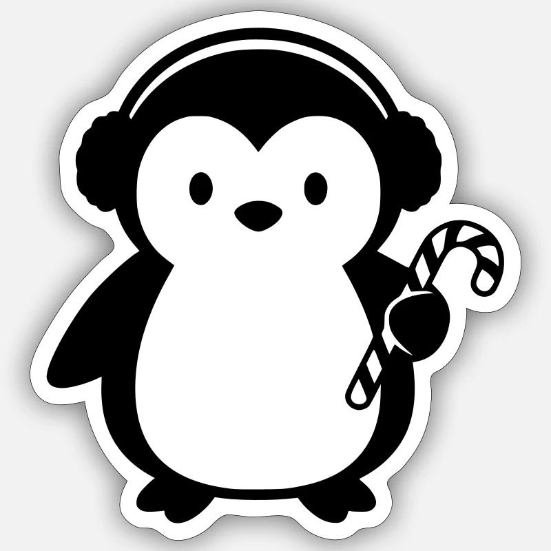 Cute Penguin with Candy Cane | Christmas - Sticker size S (10 x 10 cm) - white matte