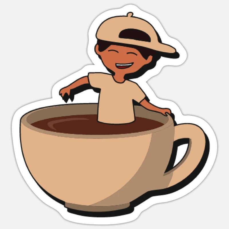 Éclaboussure de café Cup Buddy - Sticker taille S (10 x 10 cm) - blanc mat