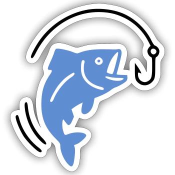 Pêche au poisson sur hameçon logo - Sticker taille S (10 x 10 cm) - blanc mat - Devant