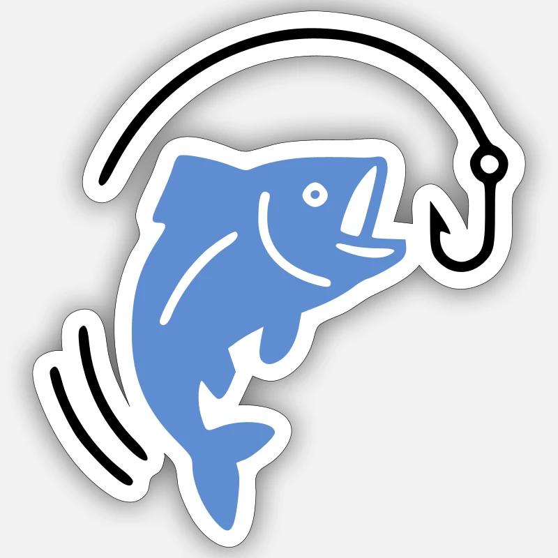 Fishing fish on hook logo - Sticker size S (10 x 10 cm) - white matte