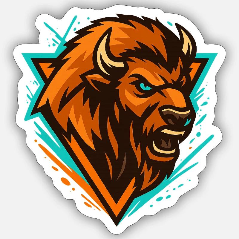 Logo de la Tempête d’Ours Turquoise Orange - Sticker taille S (10 x 10 cm) - blanc mat