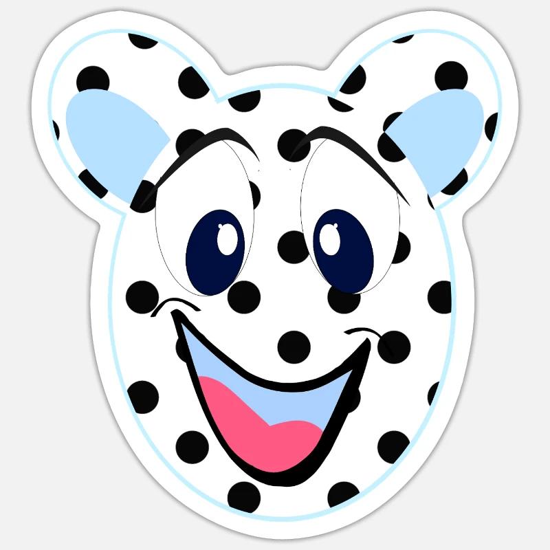 Blue Laughing Bear with Dots - Sticker size S (10 x 10 cm) - white matte