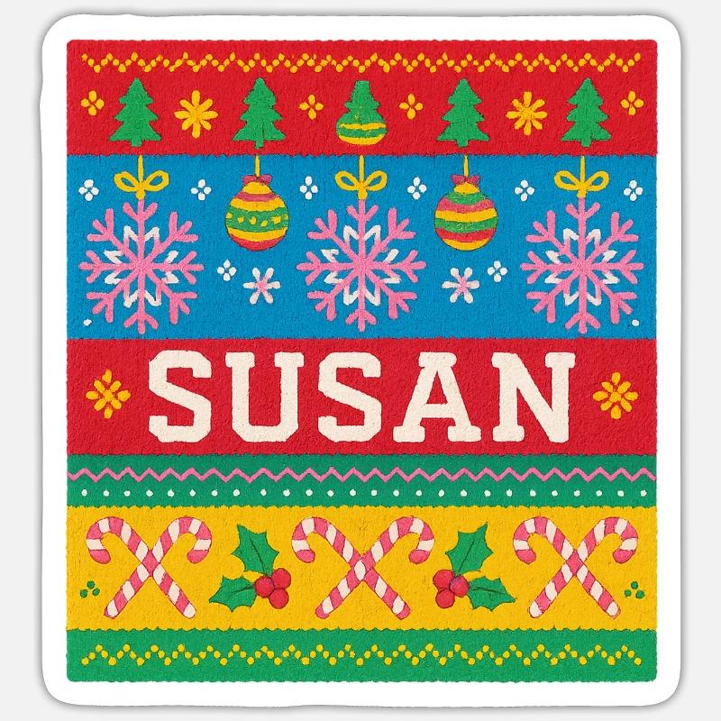 Art de Noël personnalisé de Susan - Sticker taille S (10 x 10 cm) - blanc mat