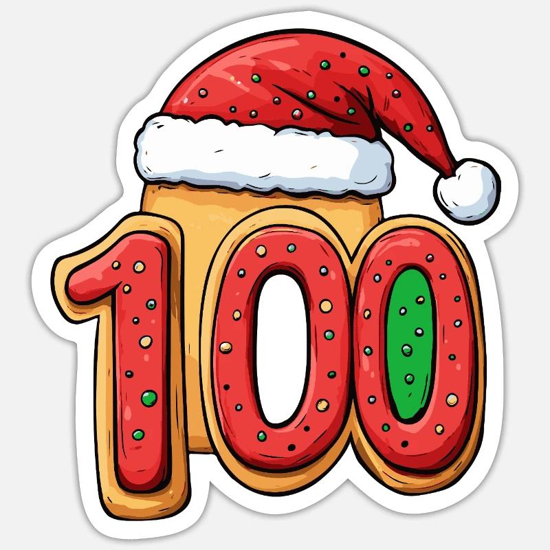 Noël Biscuit Numéro 100 - Sticker taille S (10 x 10 cm) - blanc mat