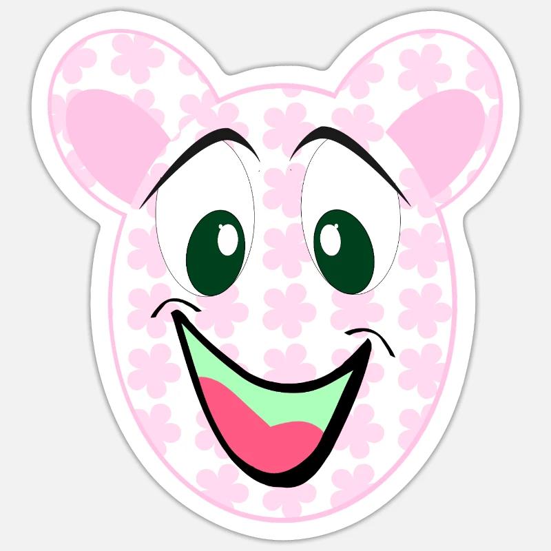 Bear Floral Pattern Smile Sticker size S (10 x 10 cm)