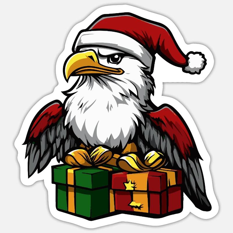 Cadeaux de Noël Eagle - Sticker taille S (10 x 10 cm) - blanc mat