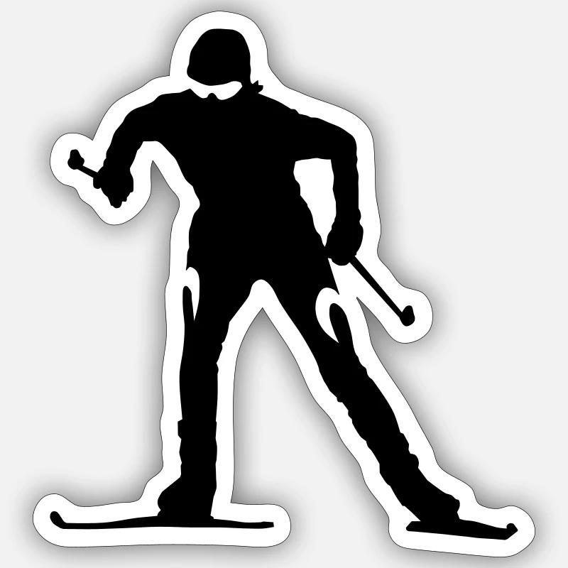 Ski de fond - Sticker taille S (10 x 10 cm) - blanc mat
