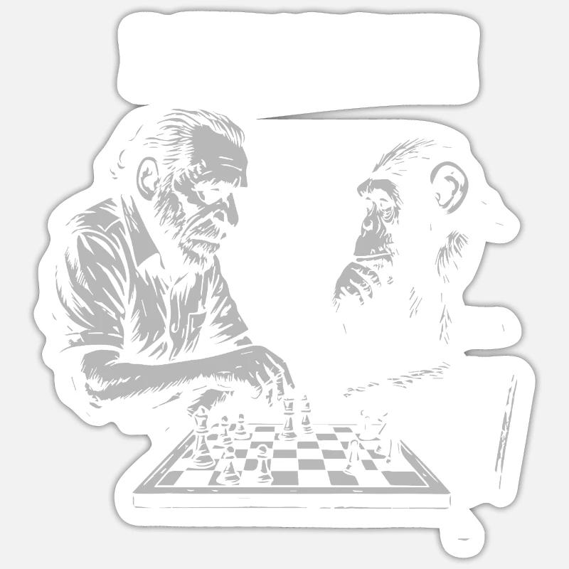 Bukowski Chess Duo - Sticker size S (10 x 10 cm) - white matte