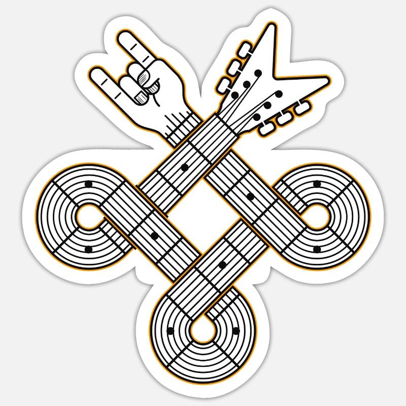 Nœud celtique de guitare entrelacée - Sticker taille S (10 x 10 cm) - blanc mat