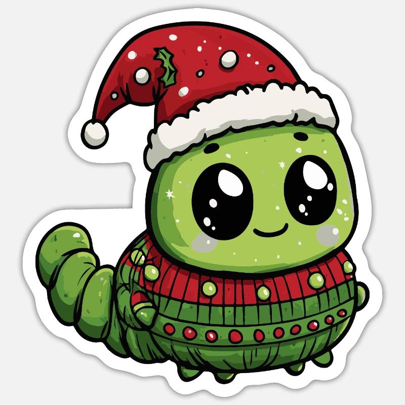 Noël de Noël Worm - Sticker taille S (10 x 10 cm) - blanc mat