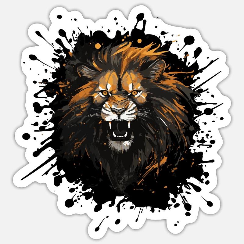 Löwenkopf Löwe Klecks - Sticker Größe S (10 x 10 cm) - Mattweiß