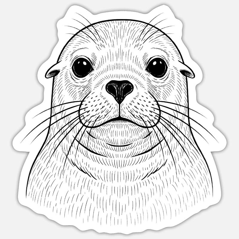 Phoque - Sticker taille S (10 x 10 cm) - blanc mat