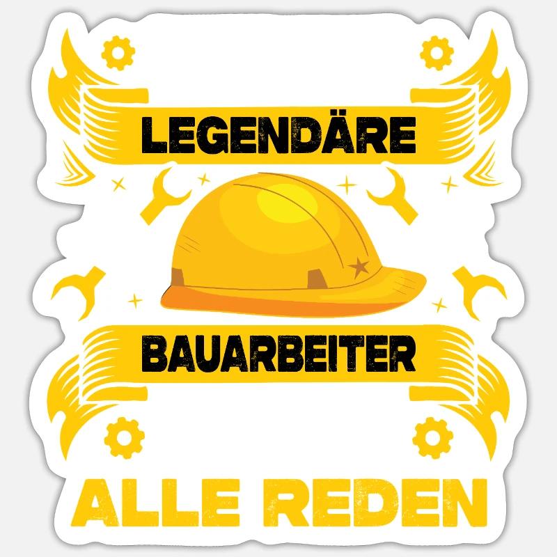 Bauleiter Geschenke Bauarbeiter Strassenbau - Sticker Größe S (10 x 10 cm) - Mattweiß
