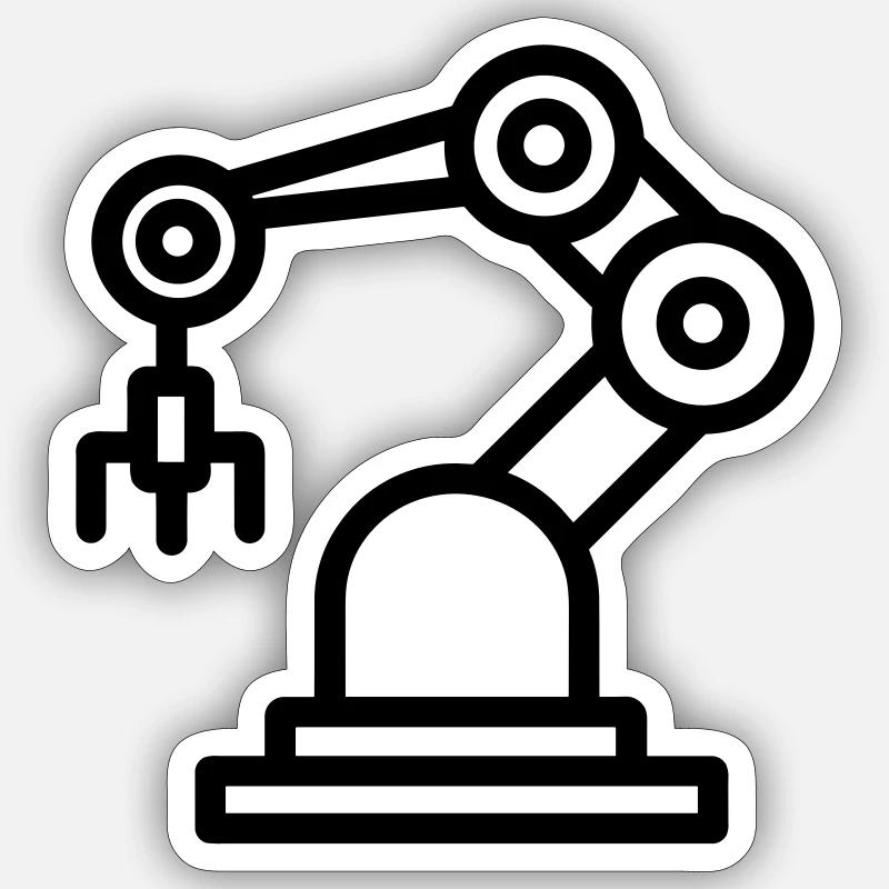 Roboterarm - Sticker Größe S (10 x 10 cm) - Mattweiß