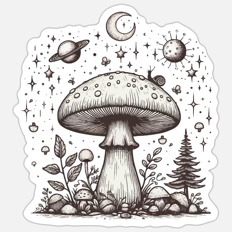 Psilo champignon crapaud - Sticker taille S (10 x 10 cm) - blanc mat