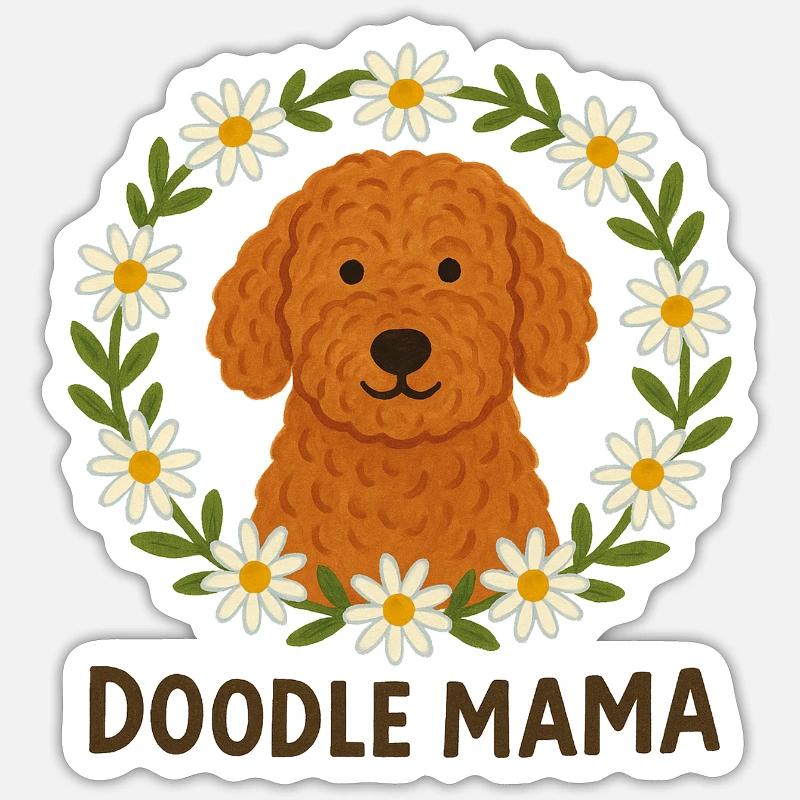 Doodle Dog Daisy Frame - Sticker size S (10 x 10 cm) - white matte