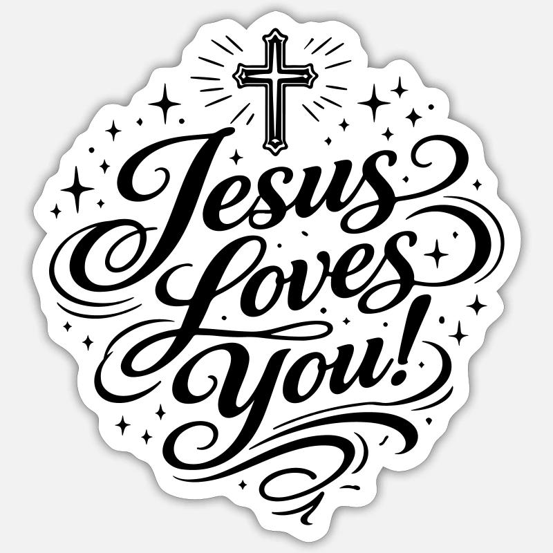Jesus Liebt Dich - Sticker Größe S (10 x 10 cm) - Mattweiß