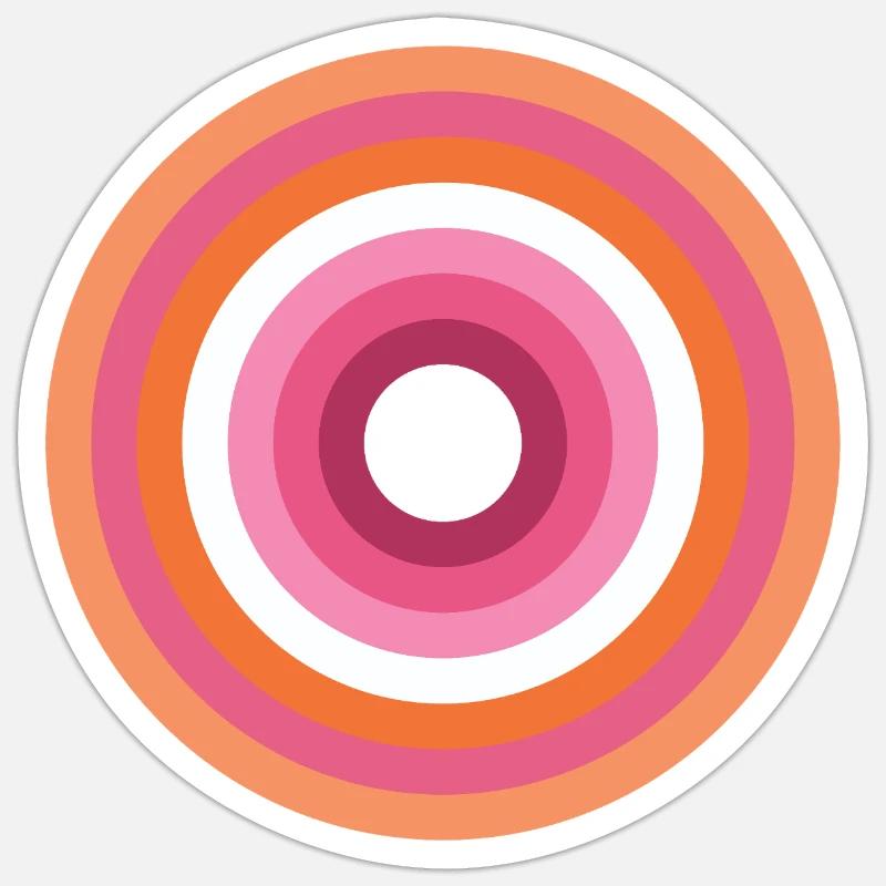 Palette Concentric Ring Lesbienne LGBTQ - Sticker taille S (10 x 10 cm) - blanc mat