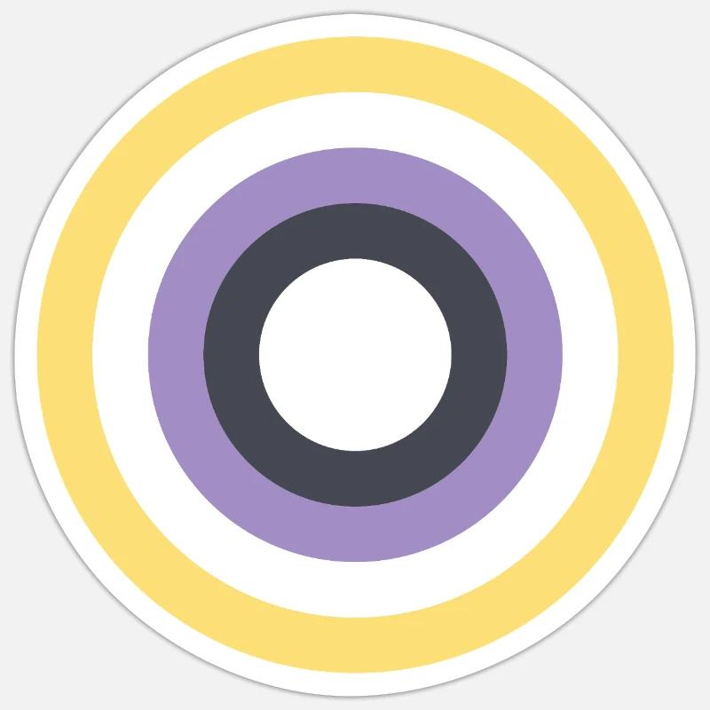 Concentric Ring Palette LGBTQ Non Binary - Sticker size S (10 x 10 cm) - white matte