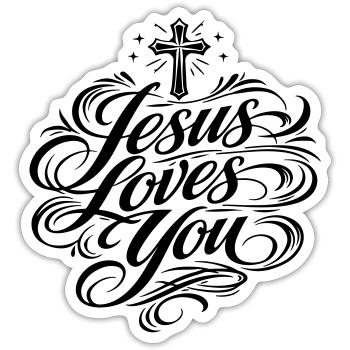 Jesus Liebt Dich Spruch - Sticker Größe S (10 x 10 cm) - Mattweiß - Vorne