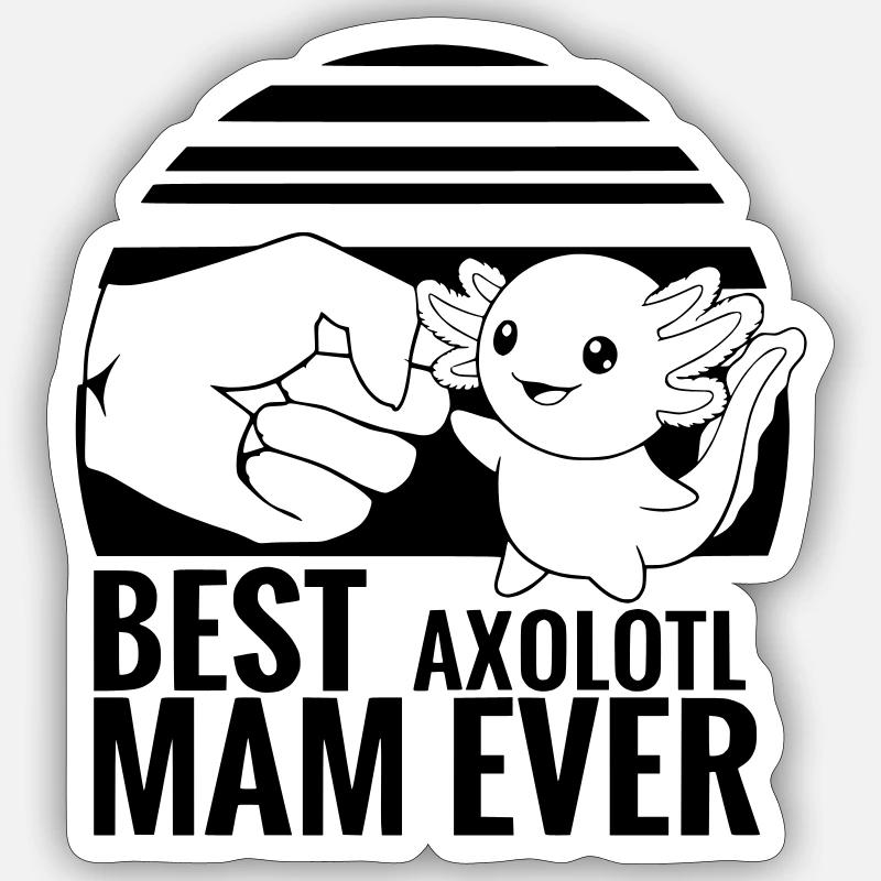 axolotl_mama - Sticker taille S (10 x 10 cm) - blanc mat