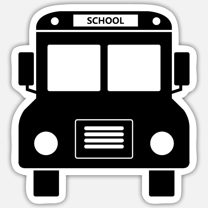 Devant du bus scolaire - Sticker taille S (10 x 10 cm) - blanc mat