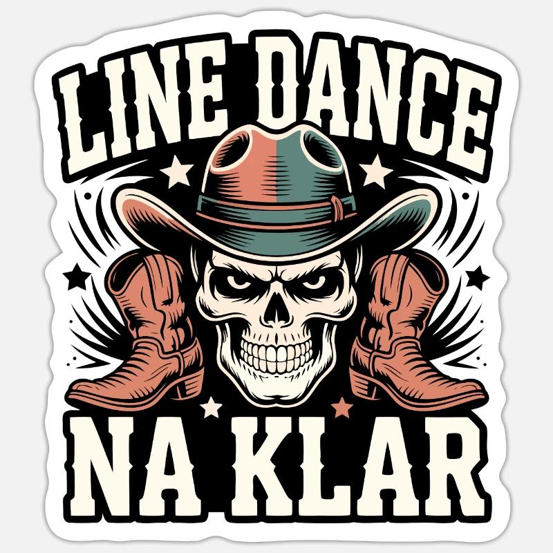 Line Dance Na Klar Skull - Sticker Größe S (10 x 10 cm) - Mattweiß