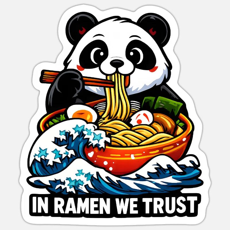 Panda Ramen: In Ramen We Trust - Sticker size S (10 x 10 cm) - white matte