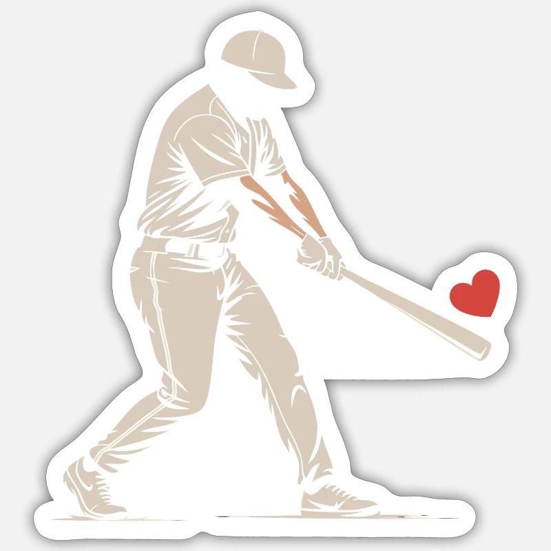 Silhouette Batteur Baseball Saint-Valentin - Sticker taille S (10 x 10 cm) - blanc mat
