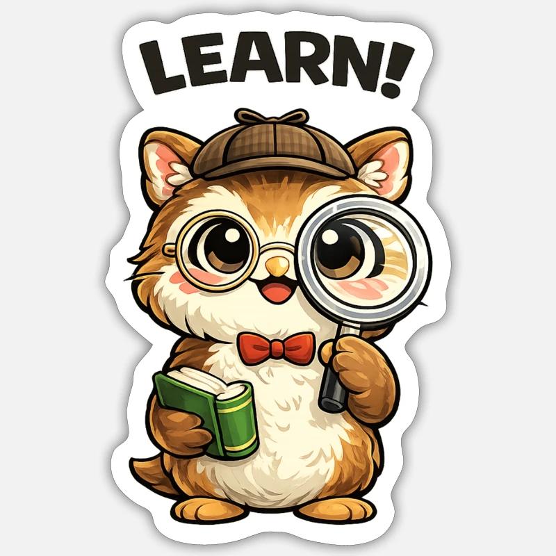 Learning Kitten Detective Sticker size S (10 x 10 cm)
