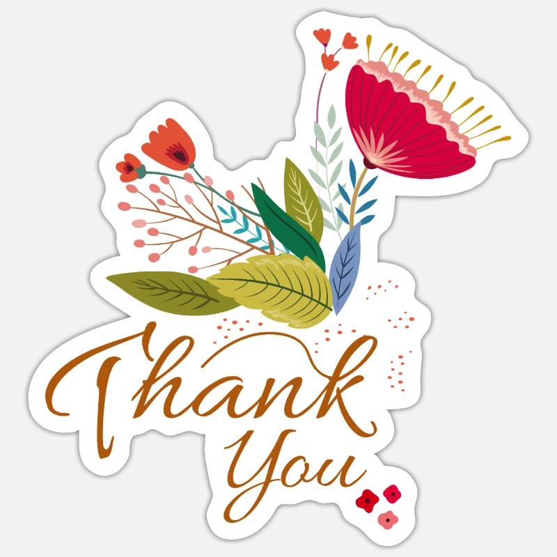 Fleur merci - Sticker taille S (10 x 10 cm) - blanc mat