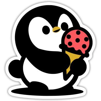 Kleiner Pinguin mit Eis - Sticker size S (10 x 10 cm) - white matte - Front
