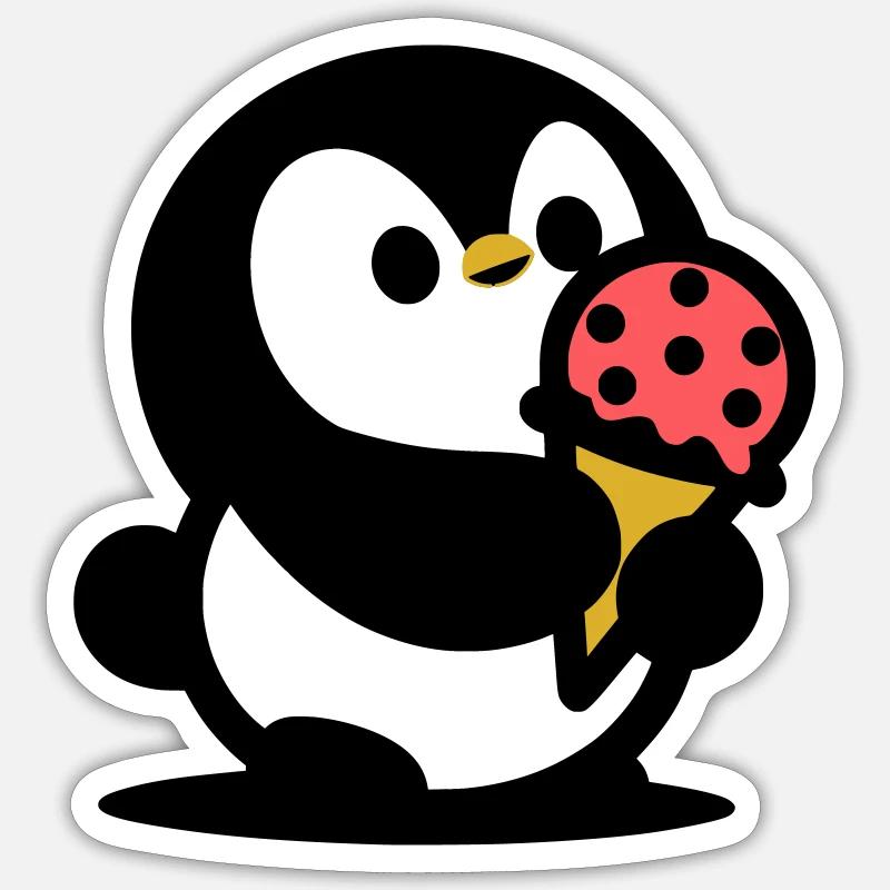 Petit manchot avec de la glace - Sticker taille S (10 x 10 cm) - blanc mat