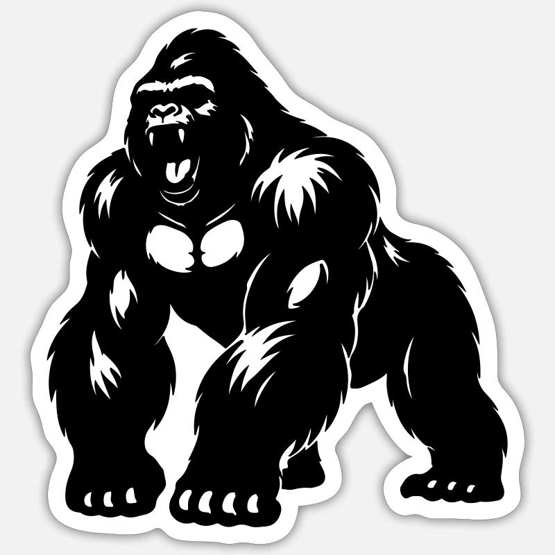 Gorilla Silverback Silhouette - Sticker Größe S (10 x 10 cm) - Mattweiß