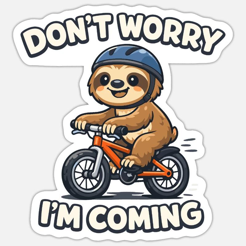 Sloth Bicycle Birthday Gift - Sticker size S (10 x 10 cm) - white matte