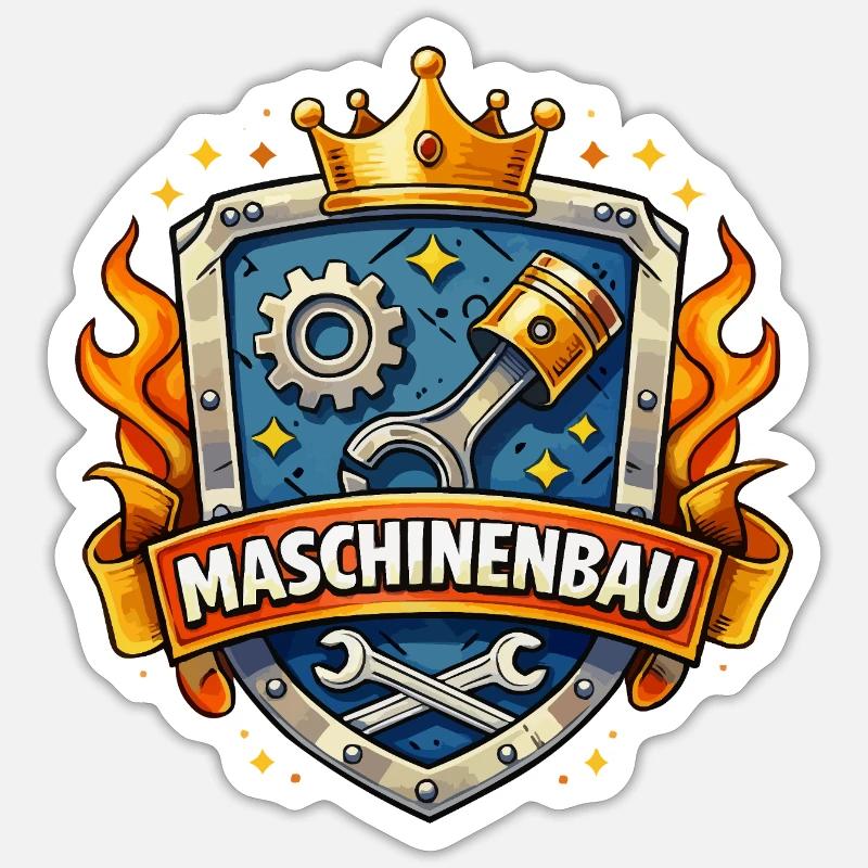 Mechanical Engineering King's Crown Shield - Sticker size S (10 x 10 cm) - white matte